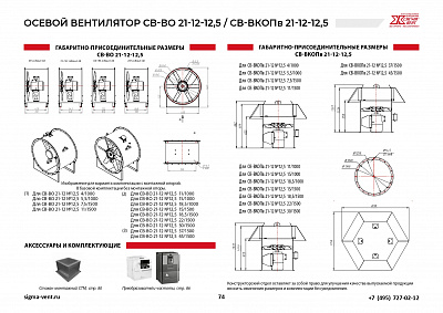 Вентиляторы подпора осевые СВ-ВО21-12-12,5; СВ-ВКОПв21-12-12,5